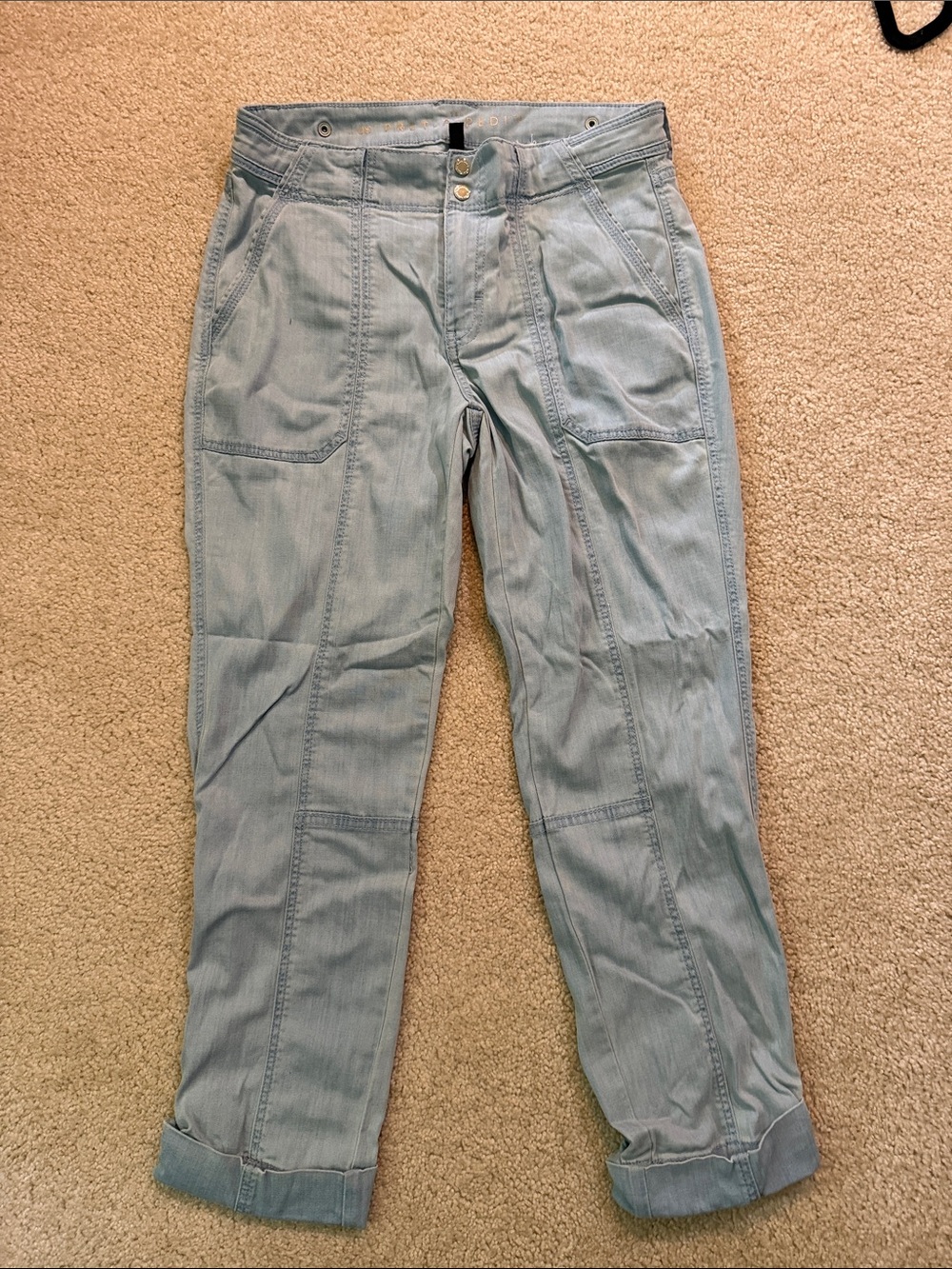 White House Black Market Light Blue Cropped thin denim like Pants